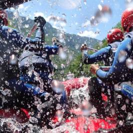 a group of people riding skis on a snowy surface